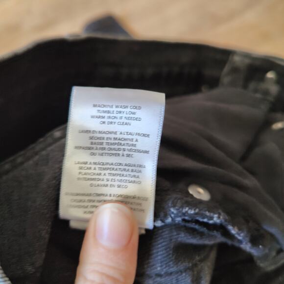 Re/Done Originals 70s Straight Jeans Womens 25‎ Washed Noir Knee Rip Black - Picture 11 of 16